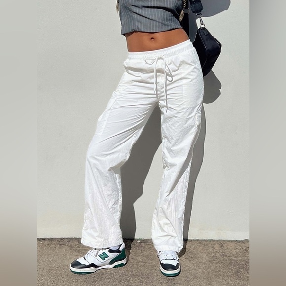 Princess Polly Pants - Princess Polly FLOSSIE PARACHUTE PANTS WHITE NWT SIZE 2
